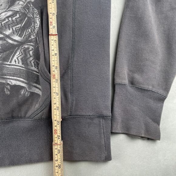 Obey Hoodie Mens M Gray Skull Graphic Pullover Fleece Sweatshirt Streetwear Rare - Picture 7 of 8